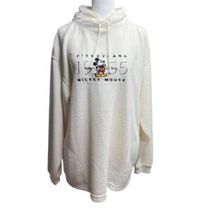 Vintage Disney Mickey Mouse Sweatshirt Made in USA Embroidered Medium Ivory